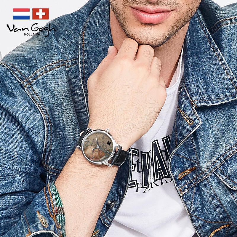 Van Gogh 3D Oil Painting Surface Steel Strap Men's Watch Jewelry DealSniper.net