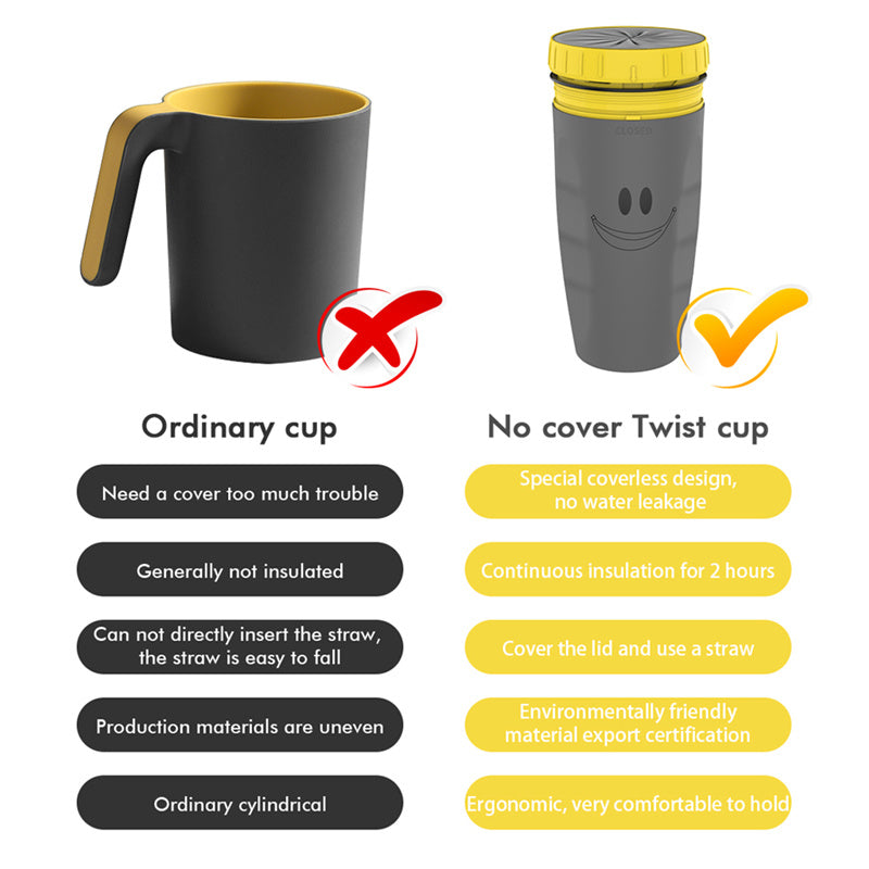 No Cover Twist Cup Travel Portable Cup Double Insulation Kitchen dealsniper-net