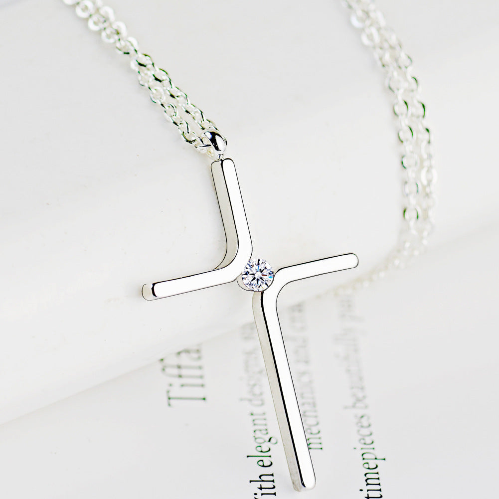 Cross Pendant New Simple Necklace Titanium Steel Plating Jewelry dealsniper-net