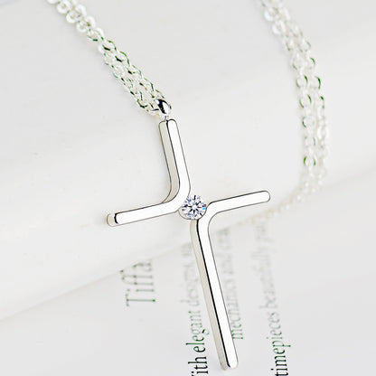 Cross Pendant New Simple Necklace Titanium Steel Plating Jewelry dealsniper-net