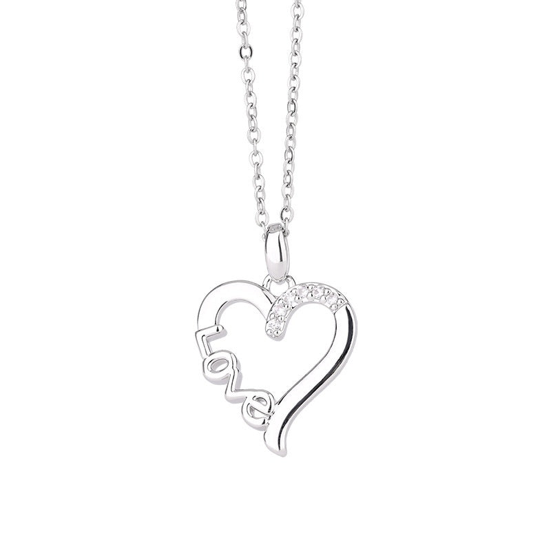 Creative Heart Design LOVE Titanium Steel Necklace LOVE Pendant Jewelry dealsniper-net