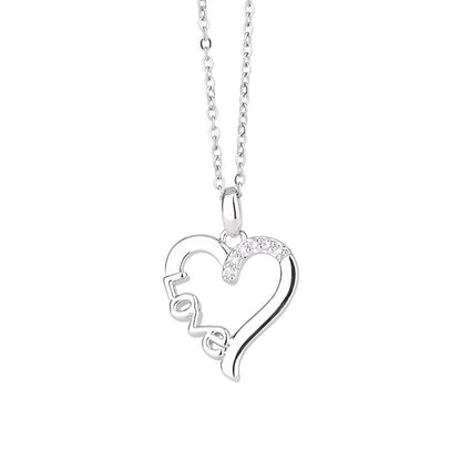 Creative Heart Design LOVE Titanium Steel Necklace LOVE Pendant Jewelry dealsniper-net
