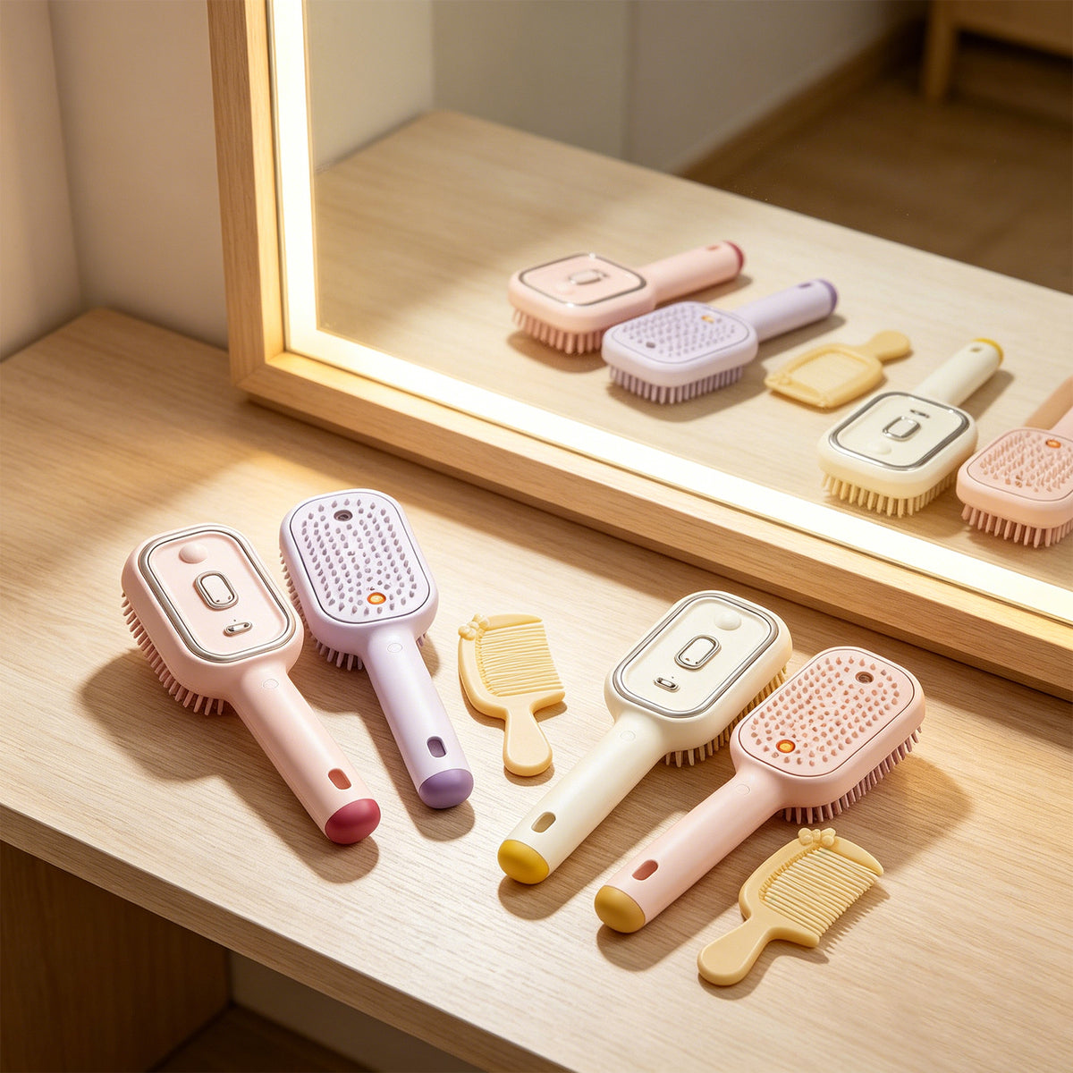 Electric Spray Airbag Beige Massage Brush Yellow Hairbrush Set Beauty DealSniper.net