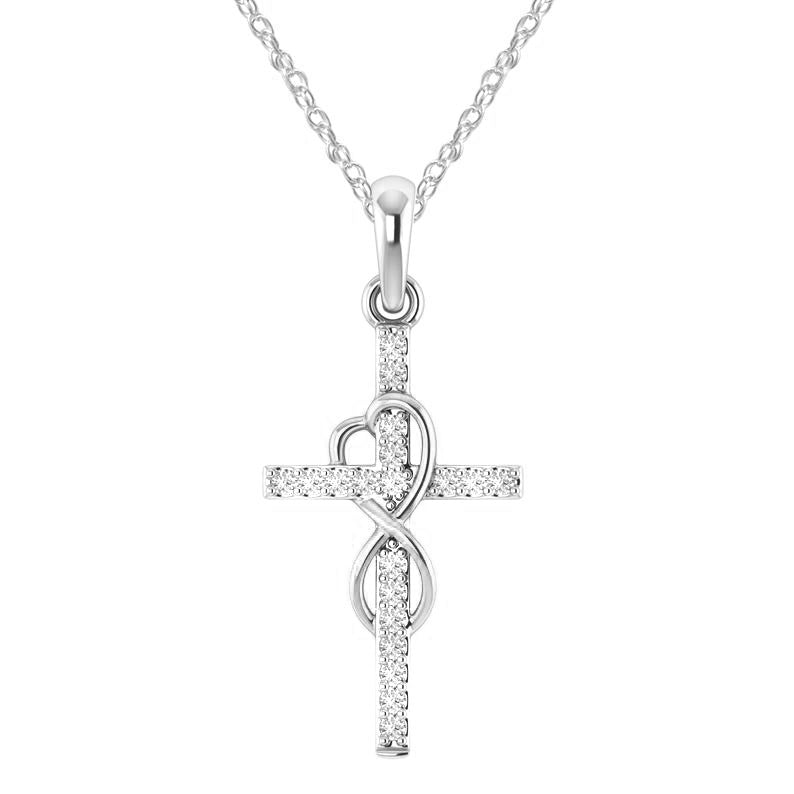 Alloy Pendant With Diamond And Eight-character Cross Necklace Jewelry dealsniper-net