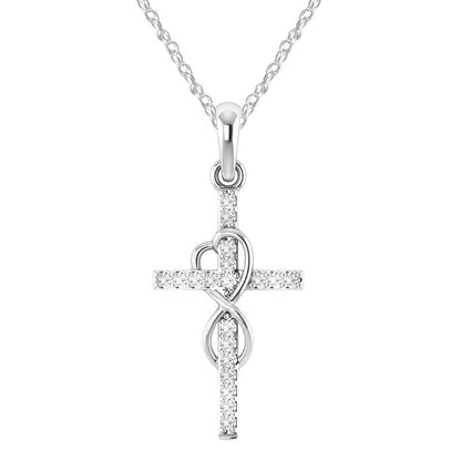 Alloy Pendant With Diamond And Eight-character Cross Necklace Jewelry dealsniper-net