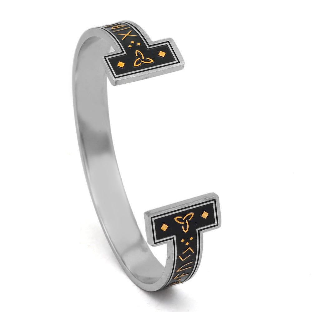 New Titanium Steel Personality Digital Text Bracelet Jewelry dealsniper-net Gold