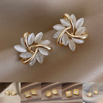 Cat's Eye Flower Earrings High Sense Geometry Earrings Jewelry Gym From House