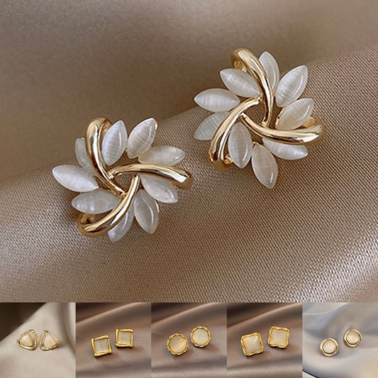 Cat's Eye Flower Earrings High Sense Geometry Earrings Jewelry Gym From House