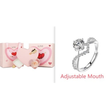 Plastic Double Love Heart-shaped Jewelry Box Holidays DealSniper.net Pink Preserved Fresh Flowe set Pink Preserved Fresh Flower Rose Gift Box Handbag