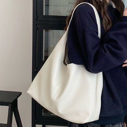 Casual Armpit Bag Women Shoulder Bag High Capacity Totes Female Shopping Bags Soft Leather Lady Purse Handbags Women DealSniper.net White
