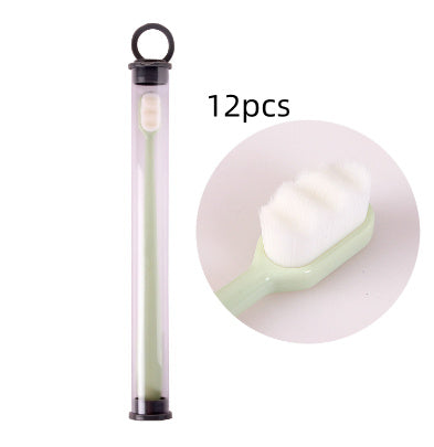 Ultra-fine Toothbrush Super Soft Bristle Deep Cleaning Brush Kids DealSniper.net 12pcs Wavy Green