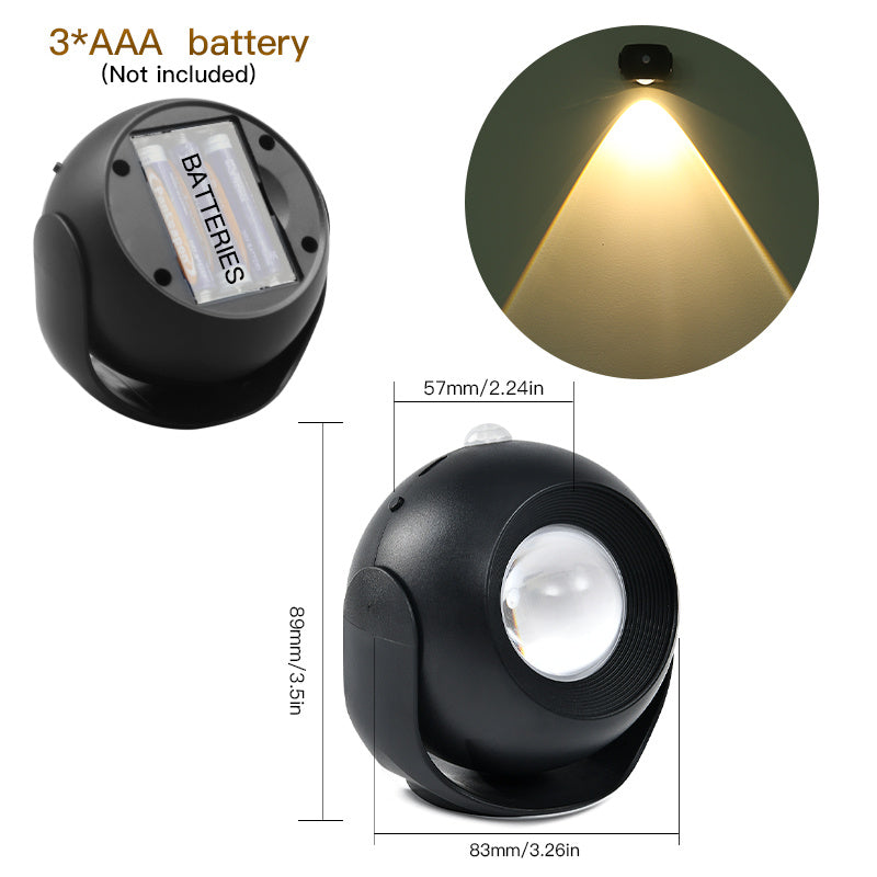 Adjustable Angle Human Sensing Light, Wireless Sunset Light, Indoor Spotlight, House DealSniper.net Black AAA battery model