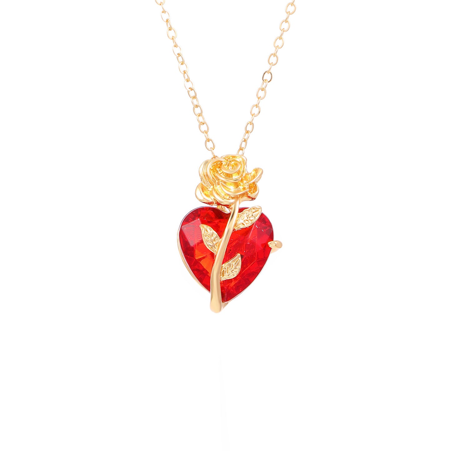 Punk Rose Love Necklace Fashion Personality Heart-shaped Jewelry dealsniper-net Gold