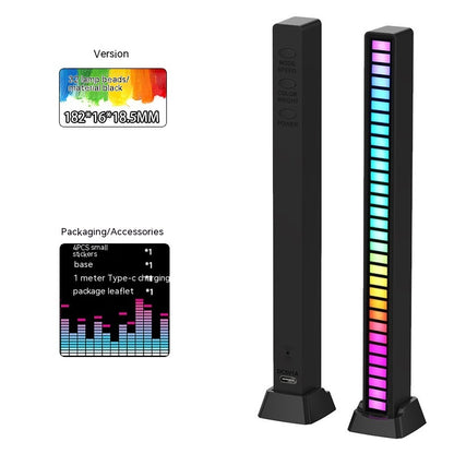 Led Sound Control Light Bar RGB Ambient Pickup Rhythm Lamp Music House DealSniper.net 32 Lights Black 5V Built In Battery Style