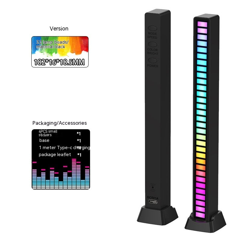 Led Sound Control Light Bar RGB Ambient Pickup Rhythm Lamp Music House DealSniper.net