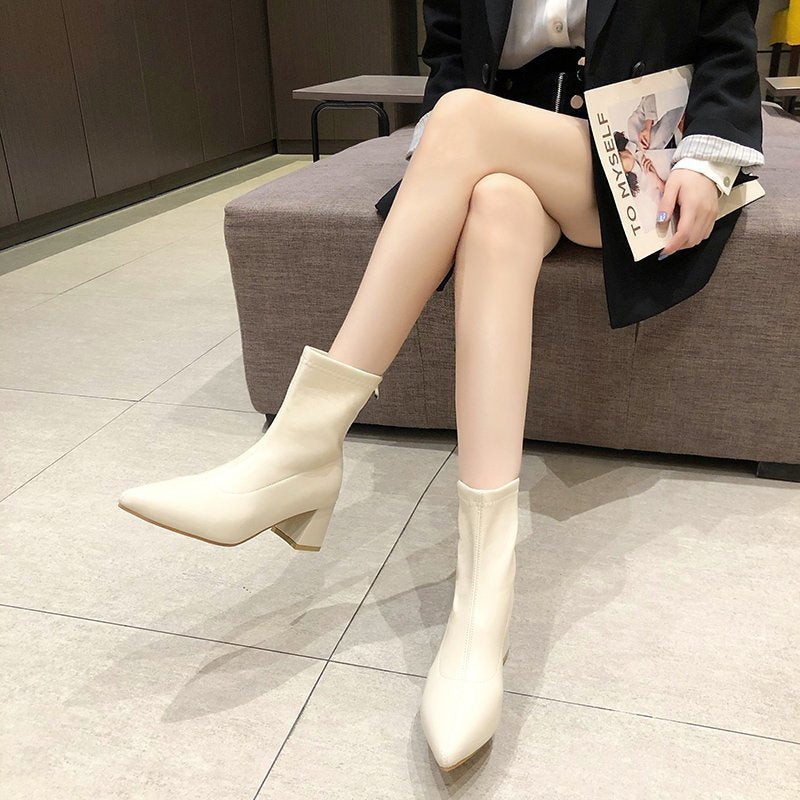 Elastic Short Women Fashion Thin And Thin High-heeled Martin Boots Women dealsniper-net