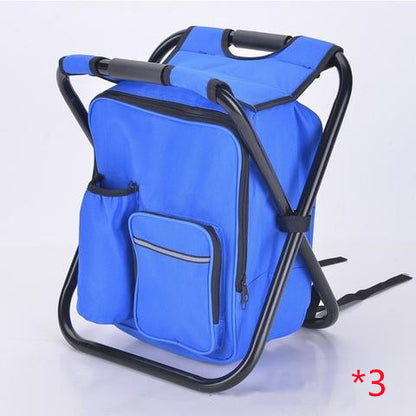 Multifunction Outdoor Folding Chair Ice Cooler Picnic Bags Camping Outdoor dealsniper-net Blue 3PC