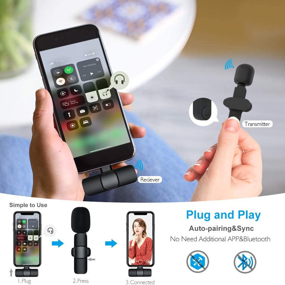 Wireless Lavalier Microphone Portable Audio Video Recording