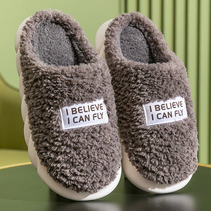 Warm Plush Slippers Home Shoes For Women Couple Winter Slippers Women DealSniper.net Dark grey 40to41