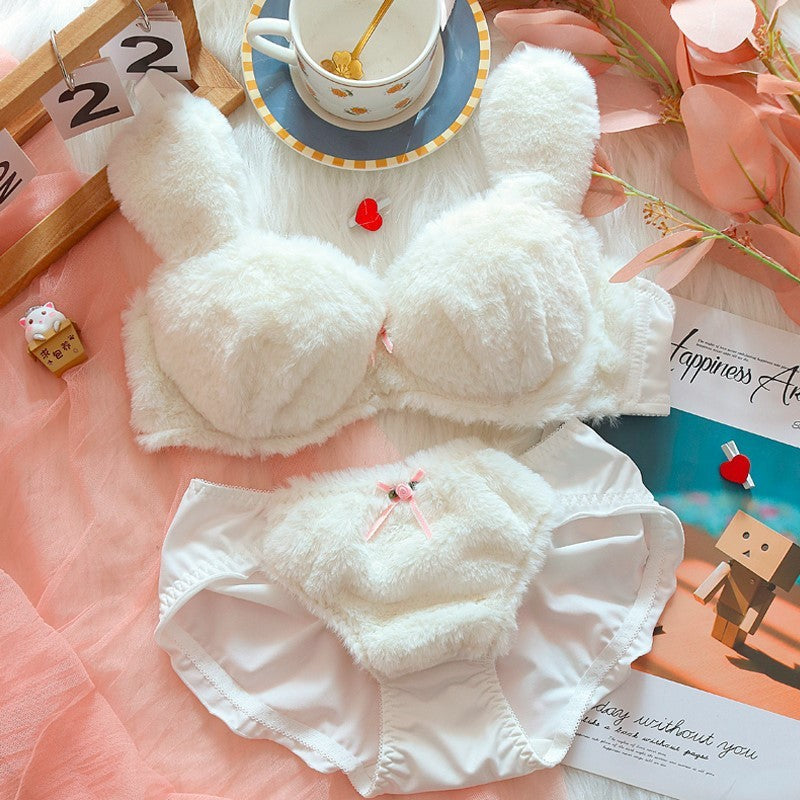 Moon Rabbit Girl Plush Bra Panties Set Kids DealSniper.net White Rabbit Suit L