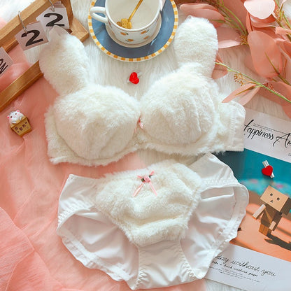 Moon Rabbit Girl Plush Bra Panties Set Kids DealSniper.net White Rabbit Suit L