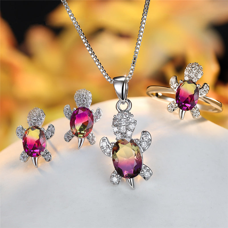 Fashion Oval Zircon Pendant Turtle Shape Necklaces Jewelry Gym From House