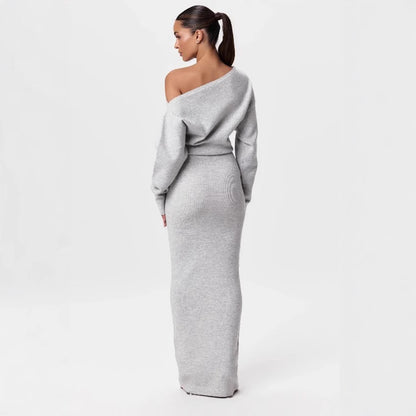 Ins Slim Long Sleeve Knitted Dress Evening Party Dresses Women Gym From House