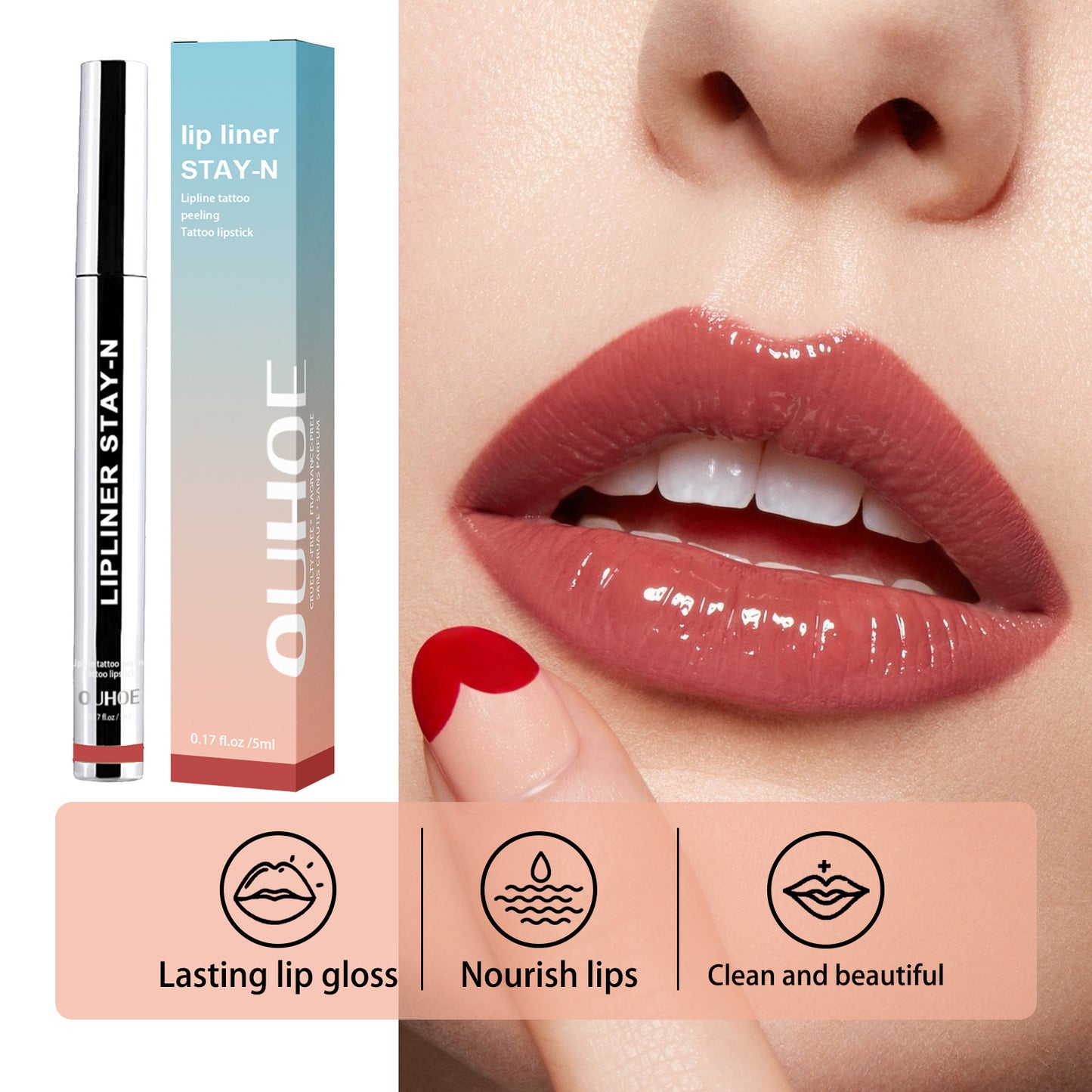 Lip Liner Pen Dark Brown Waterproof Long Lasting Beauty Gym From House