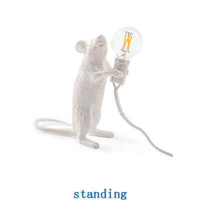 Creative Nordic Resin Mouse Table Lamp Desk LED Night Lights Home Decor Gym From House White US standing