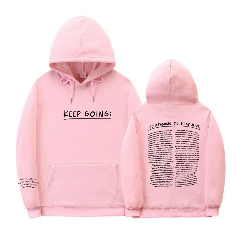 Letter Printing Long-sleeved Drawstring Hooded Sweatshirt Women dealsniper-net