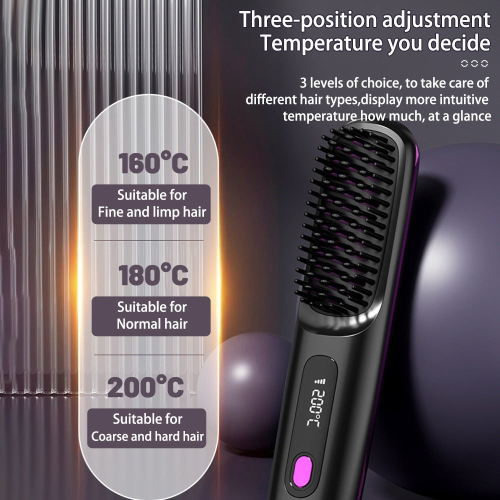 2 In 1 Straight Hair Comb Wireless Hair Straightener Brush Hair Beauty dealsniper-net