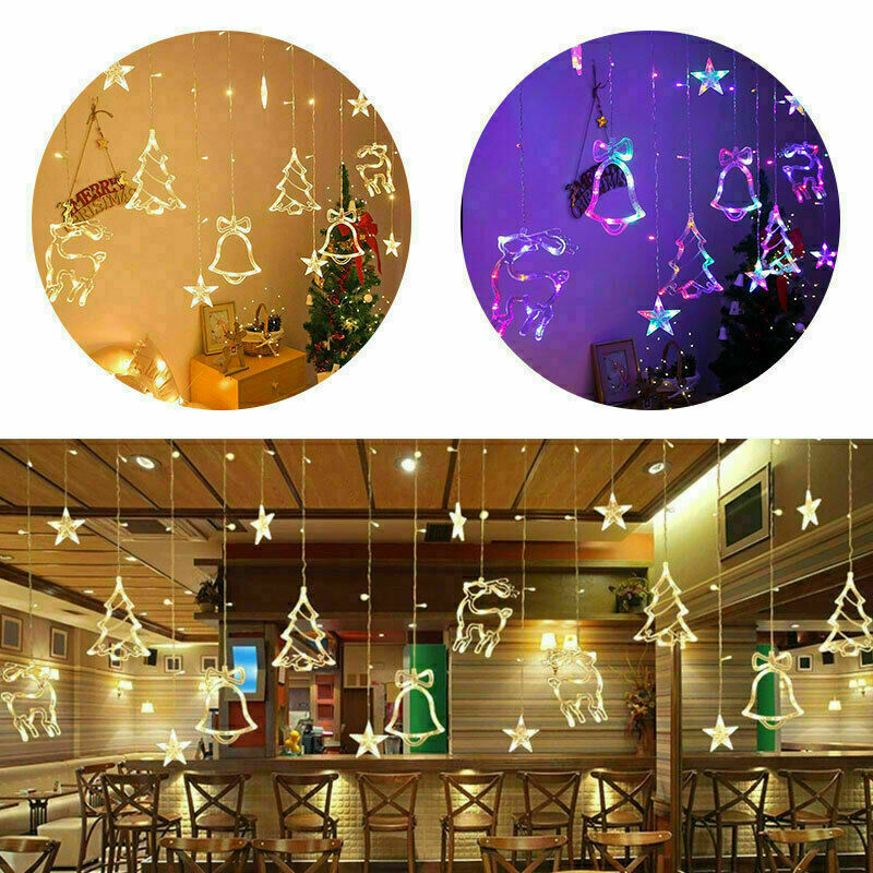 LED Fairy String Window Curtain Lights Star Christmas Xmas Party Home Indoor Home dealsniper-net