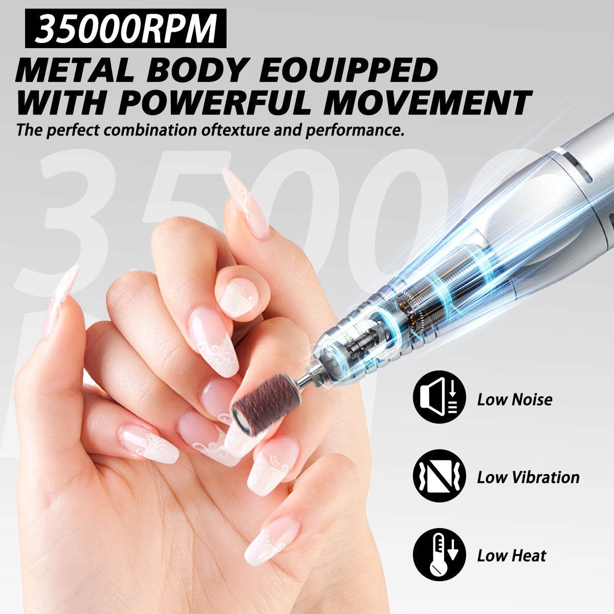 Portable Nail Drill Professional 35000 RPM, Rechargeable Electric Nail Beauty dealsniper-net