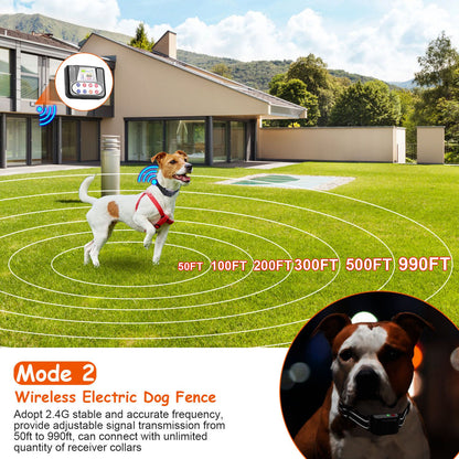 1Set 990FT Range Dog Wireless Fence Remote Training Collar Pets Gym From House