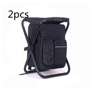 Multifunction Outdoor Folding Chair Ice Cooler Picnic Bags Camping Outdoor dealsniper-net Black2pcs