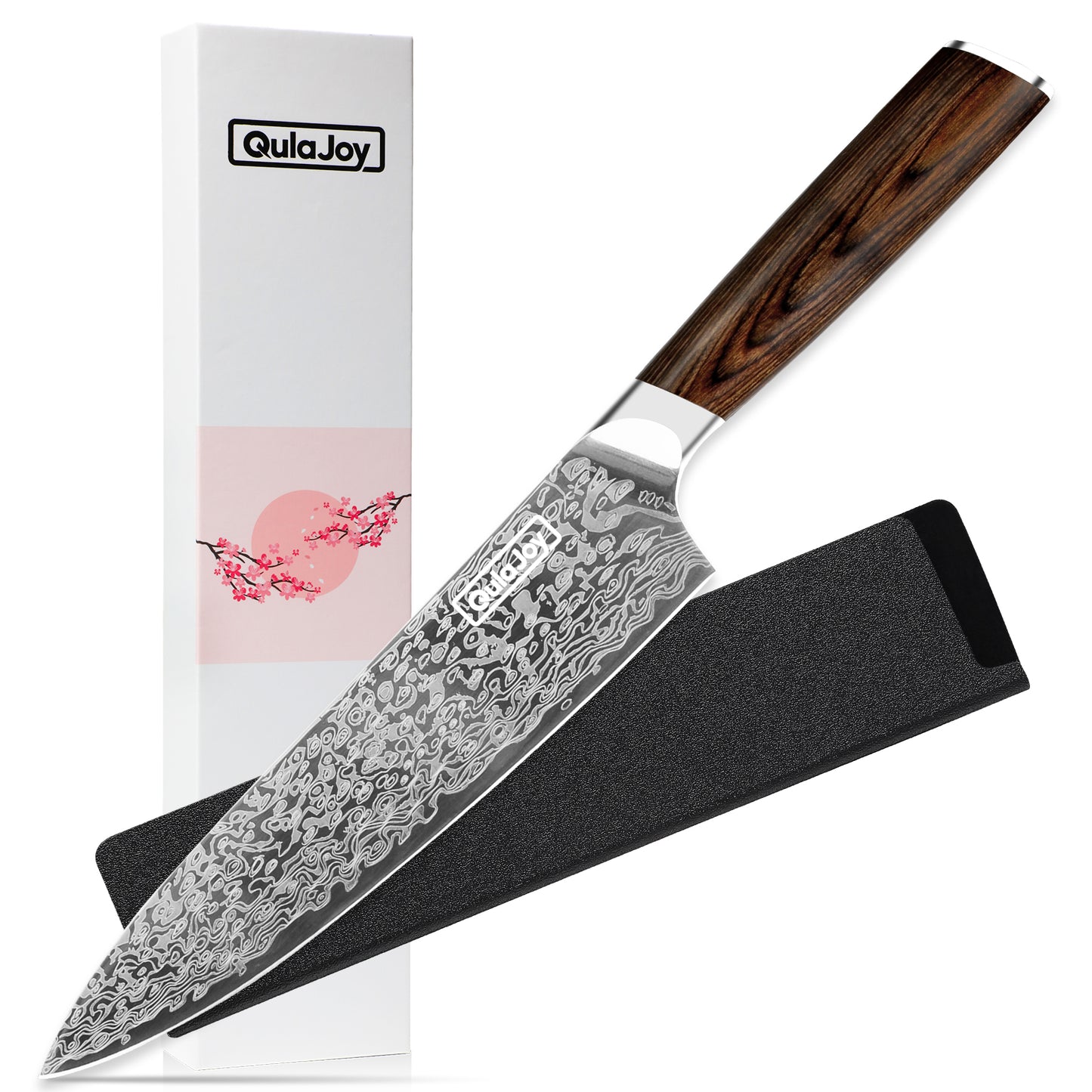 Qulajoy Japanese Chef Knife Kitchen Knife High Carbon German Steel Cooking Knives Damascus Pattern Japanese Knife With Ergonomic Handle For Home Kitchen Outdoor Kitchen DealSniper.net Japanese Chef Knife