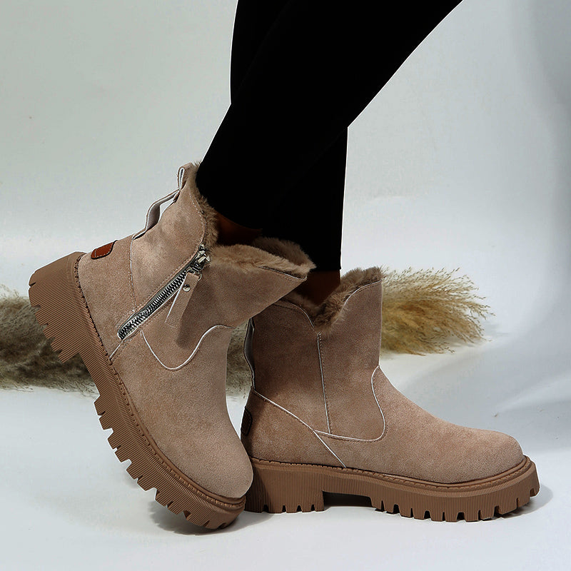 Thick Plush Snow Boots Women Faux Suede Non-slip Winter Shoes Women DealSniper.net