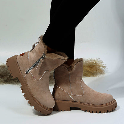 Thick Plush Snow Boots Women Faux Suede Non-slip Winter Shoes Women DealSniper.net