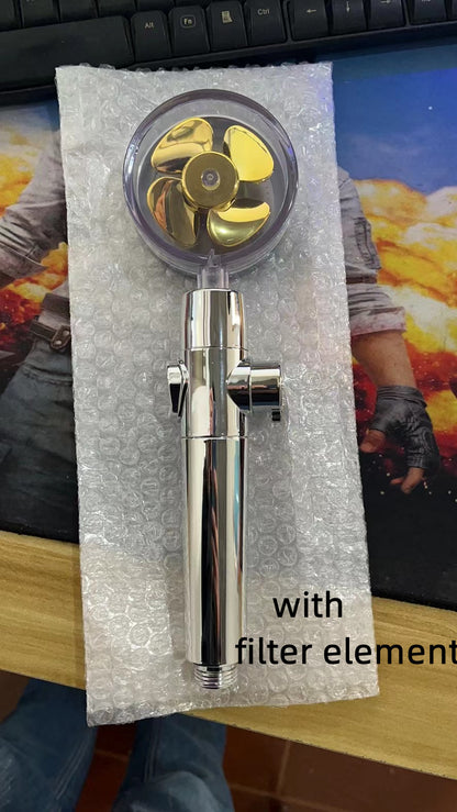 New Turbo Propeller Shower Head Water Saving High Pressure Flow House Gym From House Gold upgrade with filter eleme