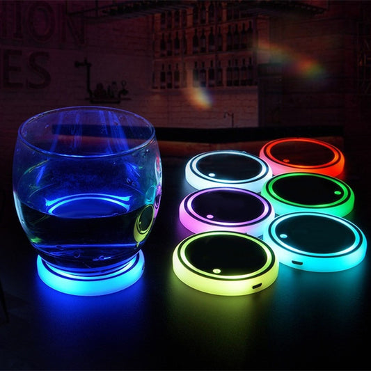 Colorful Cup Holder LED Light-up Coaster Solar & USB Charging