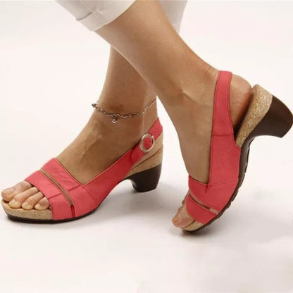 Ankle Strap Sandals Summer Low Heel Peep Toe Shoes Women Women dealsniper-net