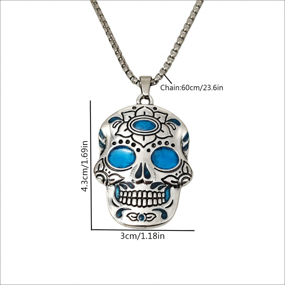 Halloween Luminous Skull Necklace With Day Of The Dead