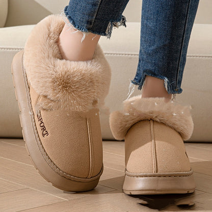 Cozy Plush Soft Slippers Shoes For Women Non-Slip Platform Shoes Women dealsniper-net Khaki 36to37