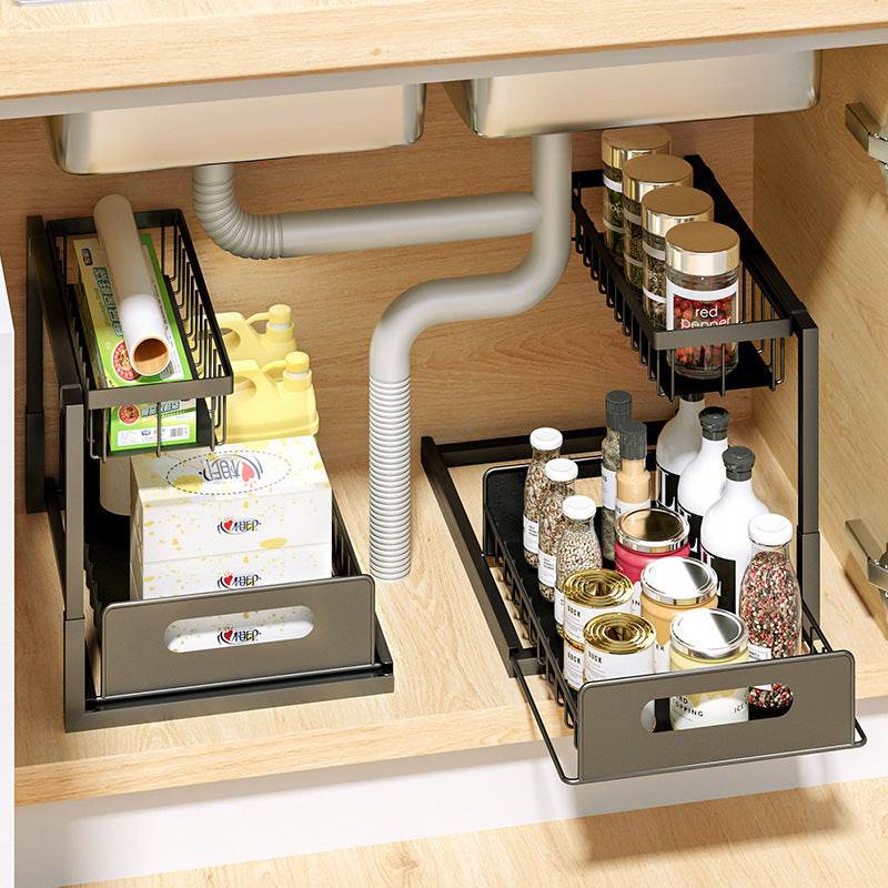 Kitchen Under Sink Pull-out Spice Storage Tiered Rack Kitchen dealsniper-net