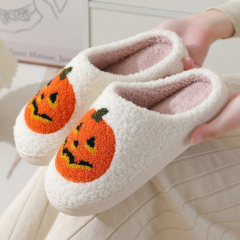 Halloween Pumpkin Cartoon Slippers Warm Winter Slippers Men null
