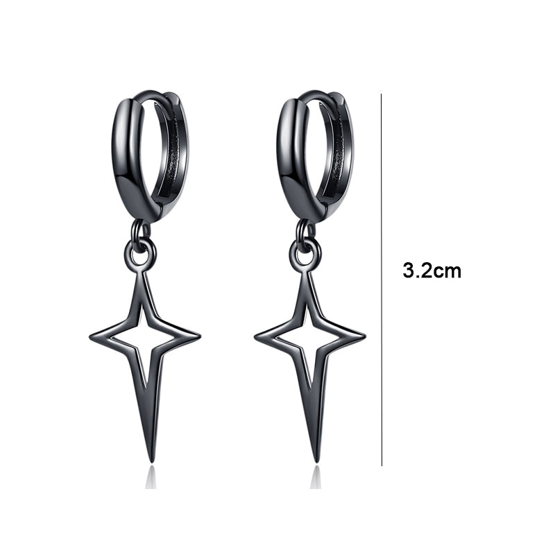 Hip Hip Men Earrings Jewelry Punk Silver Black Hollow Star Jewelry dealsniper-net