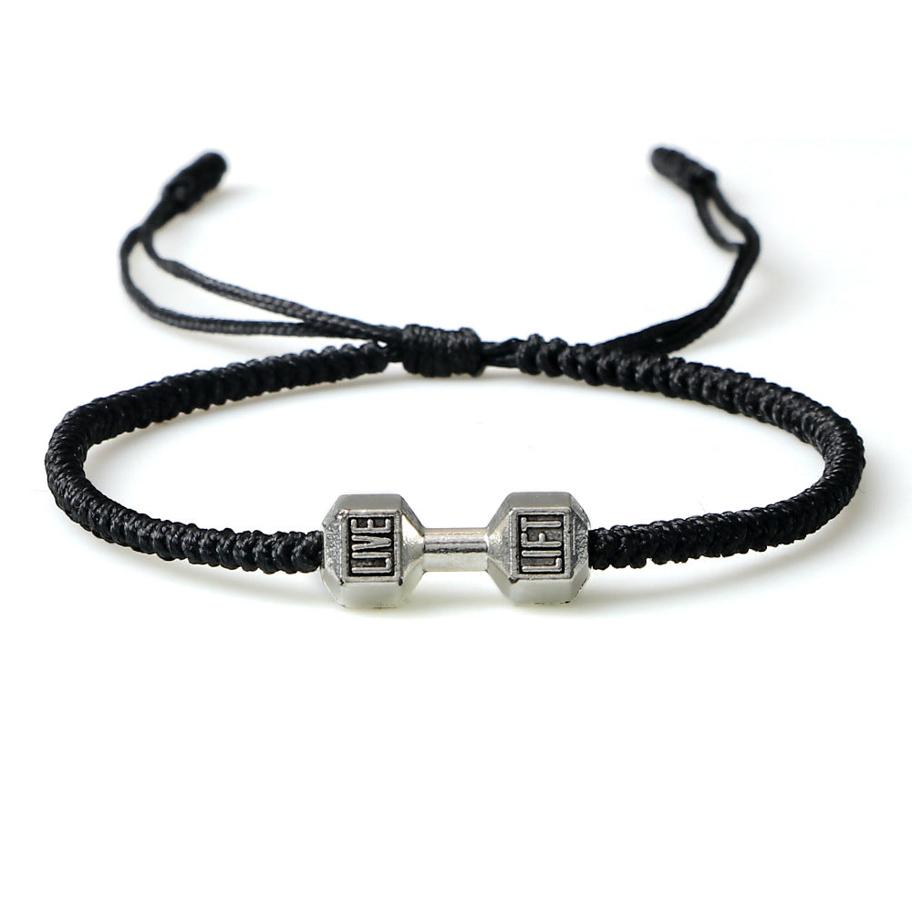 Originality Woven Dumbbell Alloy Bracelet Jewelry dealsniper-net Black silver