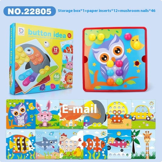 Children's Button Puzzle Mushroom Nail Early Education Kids Gym From House T22805 Animal