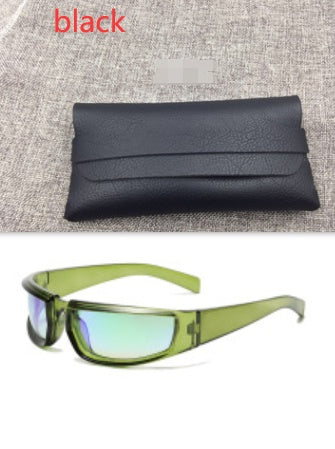 Fashion New Personality Cycling Sports Trend Sunglasses Men Gym From House Transparent green C11 With glasses bag