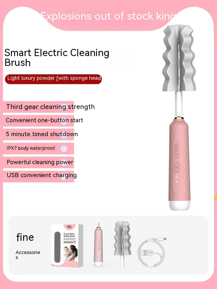Electric Baby Bottle Brush Sponge Cup Kitchen dealsniper-net Pink Basic Style